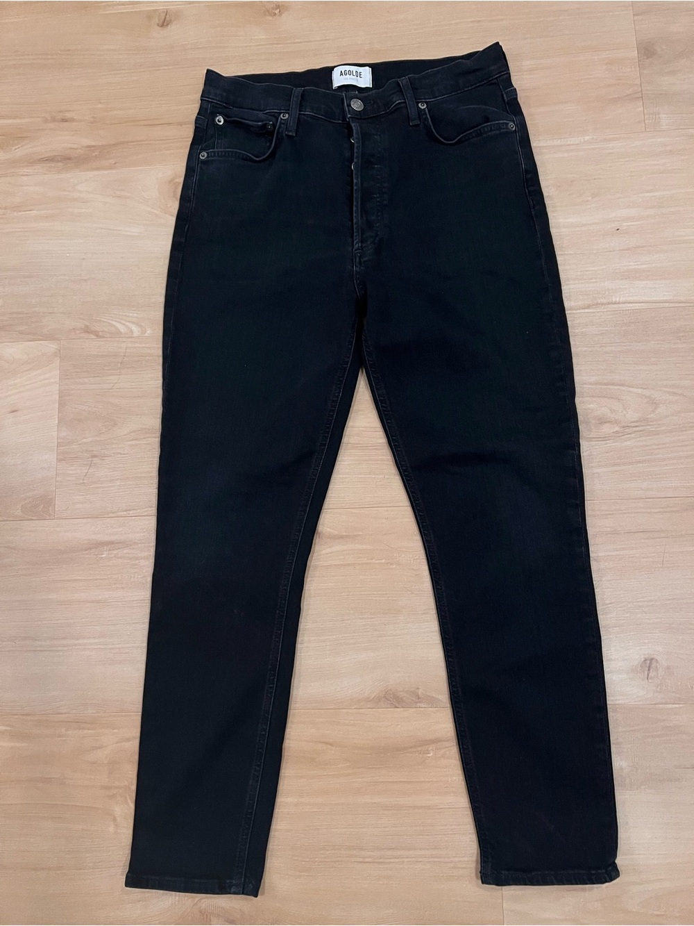 Agolde Nicol High Rise Slim Straight Black Jeans